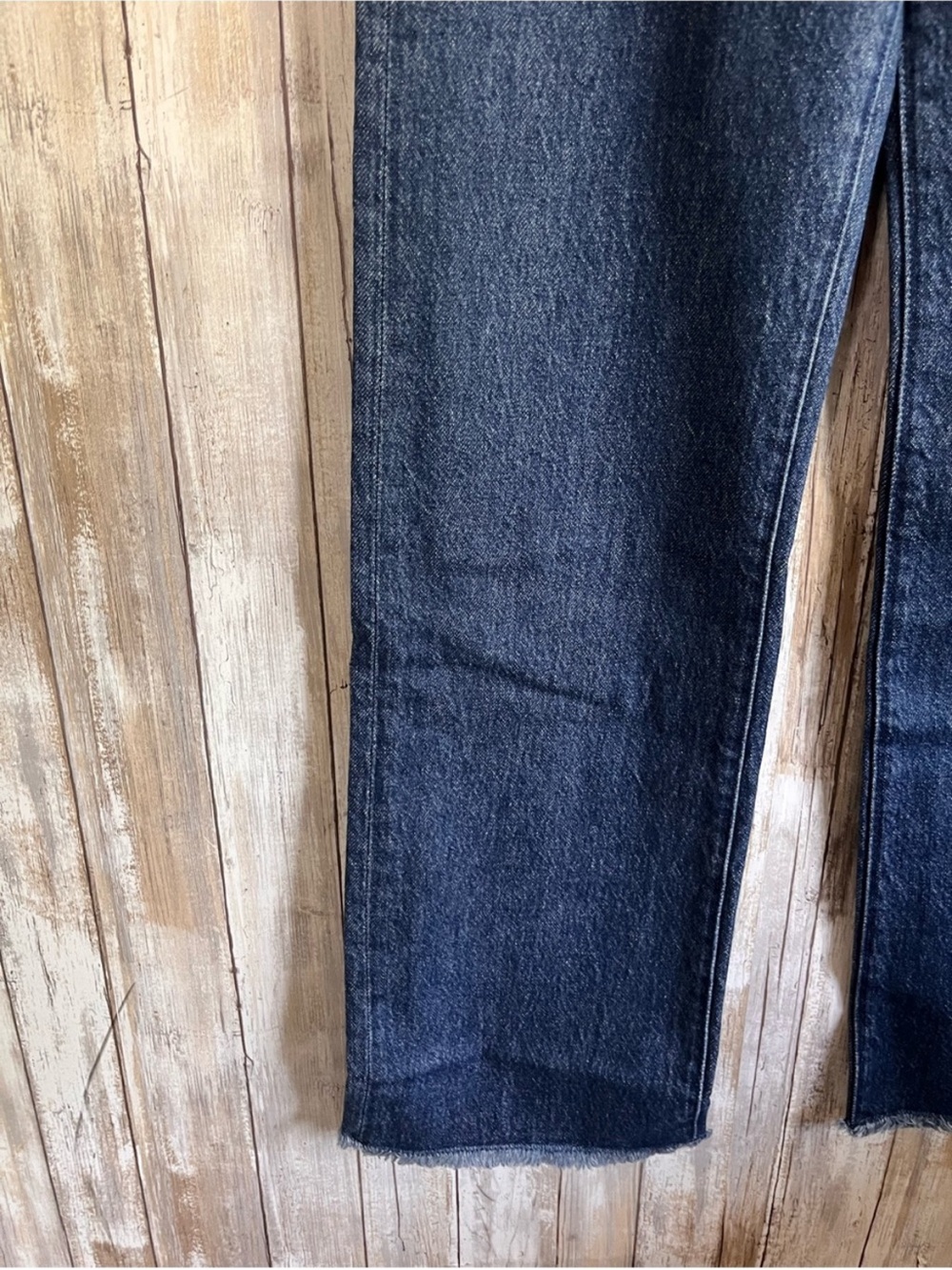 NWT WeWoreWhat Frayed Waistband Straight Leg Jeans 24 Indigo Blue $99 - Picture 4 of 5